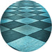 Square Patterned Medium Teal Green Rug, pat2601lblu