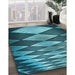 Machine Washable Transitional Medium Teal Green Rug in a Family Room, wshpat2601lblu