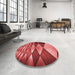 Round Patterned Red Rug in a Office, pat2601rd