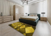 Patterned Yellow Rug in a Bedroom, pat2601yw