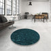 Round Patterned Teal Green Rug in a Office, pat2602lblu