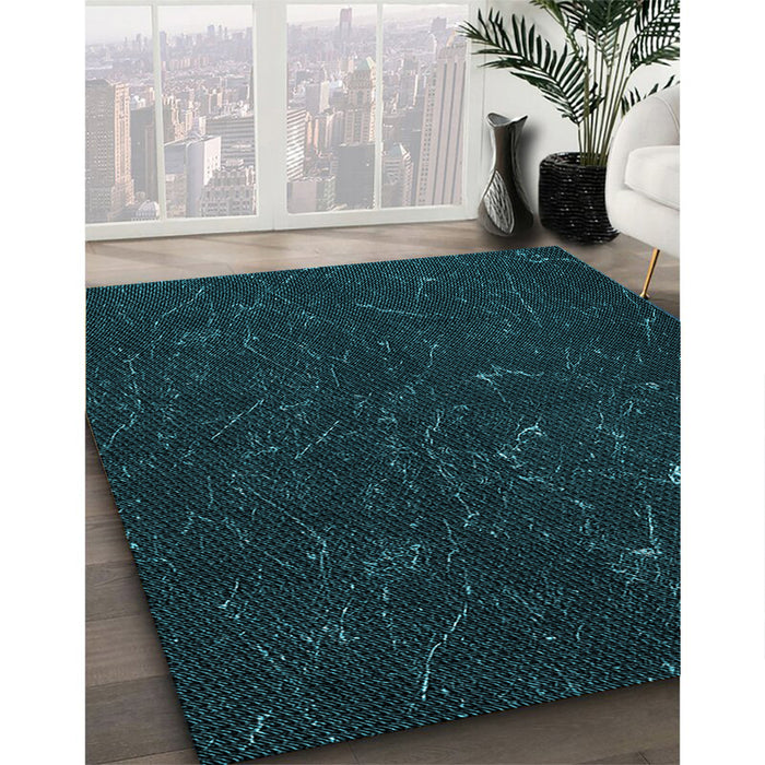 Machine Washable Transitional Teal Green Rug in a Family Room, wshpat2602lblu
