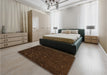 Patterned Saddle Brown Rug in a Bedroom, pat2602org