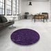 Round Patterned Deep Purple Rug in a Office, pat2602pur