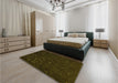 Patterned Dark Bronze Brown Rug in a Bedroom, pat2602yw