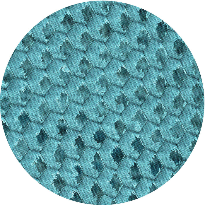 Square Patterned Dark Cyan Green Rug, pat2603lblu