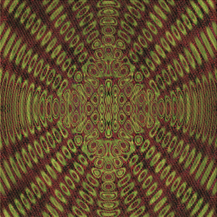 Round Patterned Dark Yellow Green Rug, pat2604brn