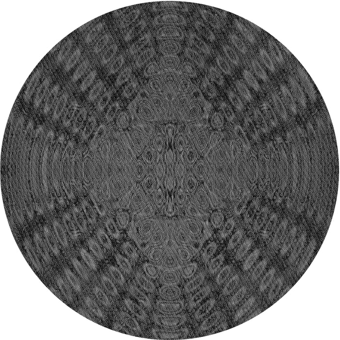 Square Patterned Charcoal Black Rug, pat2604gry