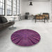 Round Patterned Pink Plum Purple Rug in a Office, pat2604pur