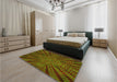 Patterned Saffron Red Rug in a Bedroom, pat2604yw