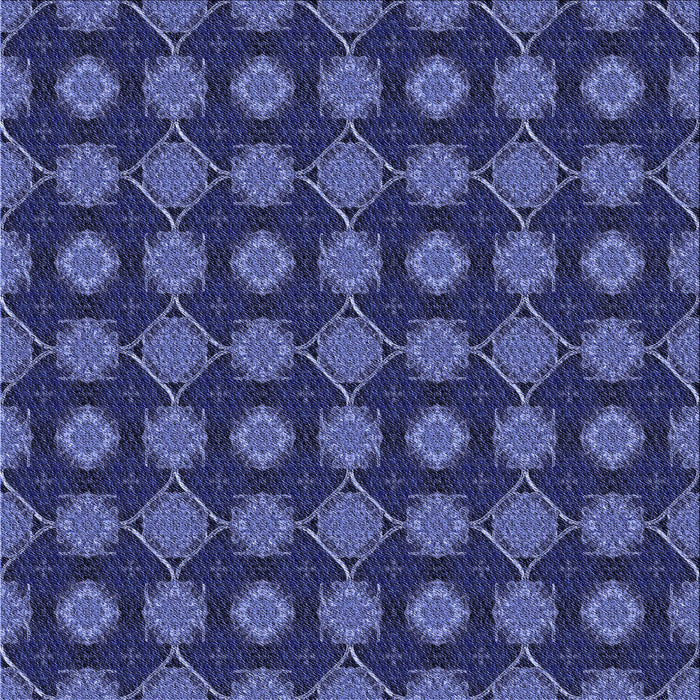 Round Patterned Denim Dark Blue Rug, pat2605blu