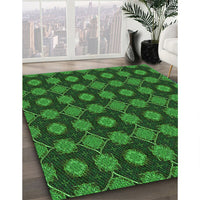 Patterned Deep Emerald Green Rug, pat2605grn