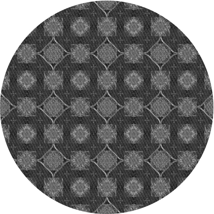Square Patterned Charcoal Black Rug, pat2605gry