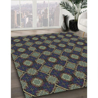 Patterned Charcoal Black Novelty Rug, pat2605