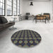 Round Patterned Charcoal Black Novelty Rug in a Office, pat2605