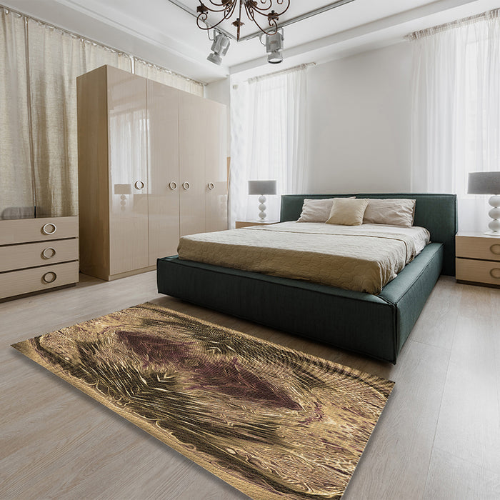 Patterned Bronze Brown Rug in a Bedroom, pat2606brn