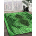 Patterned Deep Emerald Green Rug in Family Room, pat2606grn