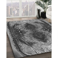 Patterned Dark Gray Rug, pat2606gry