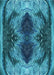 Machine Washable Transitional Bright Turquoise Blue Rug, wshpat2606lblu