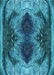 Patterned Bright Turquoise Blue Rug, pat2606lblu