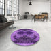 Round Patterned Purple Rug in a Office, pat2606pur