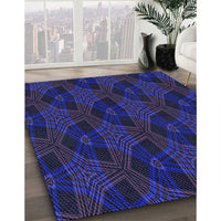 Patterned Sapphire Blue Rug, pat2607blu