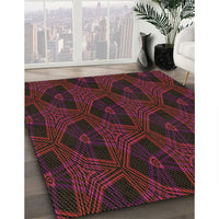 Patterned Red Brown Rug, pat2607brn