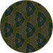 Square Patterned Army Green Rug, pat2607grn