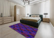 Patterned Dark Magenta Purple Rug in a Bedroom, pat2607pur