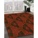 Patterned Red Brown Rug in Family Room, pat2607yw