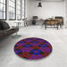 Round Patterned Purple Novelty Rug in a Office, pat2607