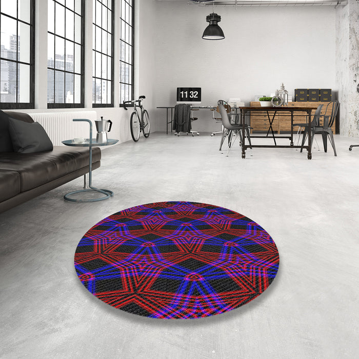 Round Machine Washable Transitional Purple Rug in a Office, wshpat2607