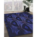 Patterned Night Blue Rug in Family Room, pat2608blu