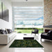 Machine Washable Transitional Black Rug in a Kitchen, wshpat2608grn