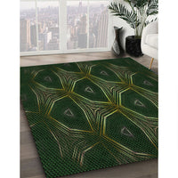 Patterned Black Rug, pat2608grn