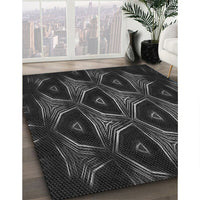 Patterned Midnight Gray Rug, pat2608gry