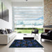 Machine Washable Transitional Blue Rug in a Kitchen, wshpat2608lblu