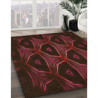 Patterned Red Brown Rug, pat2608org