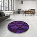 Round Patterned Dark Purple Rug in a Office, pat2608pur