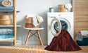 Machine Washable Transitional Maroon Red Rug in a Washing Machine, wshpat2608rd