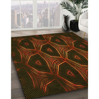 Patterned Dark Bronze Brown Rug, pat2608yw