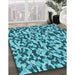 Machine Washable Transitional Teal Green Rug in a Family Room, wshpat2609lblu