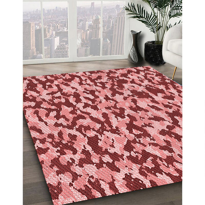 Machine Washable Transitional Light Coral Pink Rug in a Family Room, wshpat2609rd