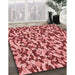 Patterned Light Coral Pink Rug in Family Room, pat2609rd