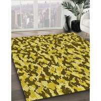 Patterned Bright Gold Yellow Rug, pat2609yw