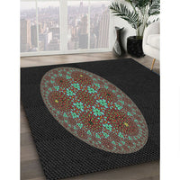 Patterned Black Novelty Rug, pat260