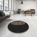 Round Machine Washable Transitional Black Rug in a Office, wshpat260
