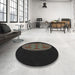 Round Patterned Black Novelty Rug in a Office, pat260