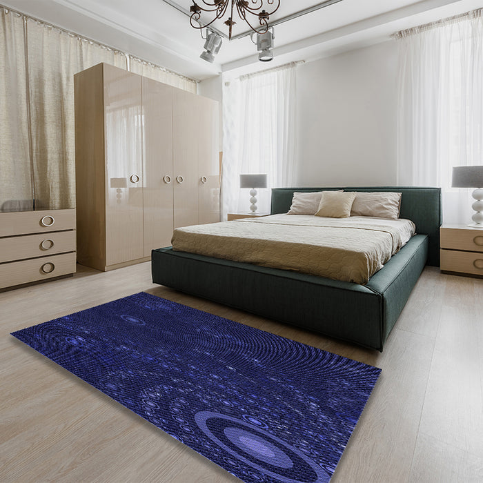 Patterned Night Blue Rug in a Bedroom, pat261blu