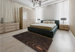 Patterned Dark Brown Rug in a Bedroom, pat261brn